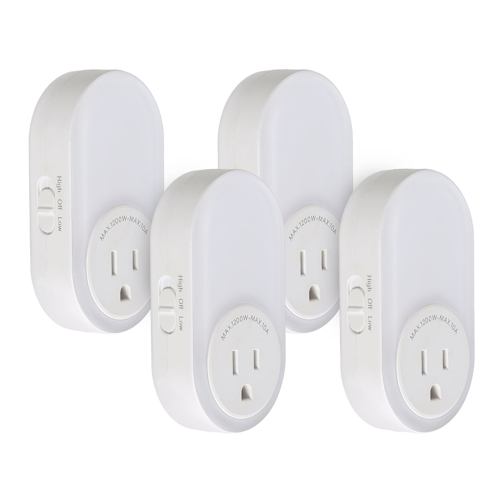 Dusk to Dawn Plug in LED Night Light with Socket, 2 Color Temperatures and 2 Brightness Levels? (4-Pack)