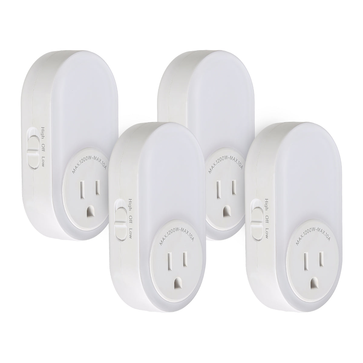 Dusk to Dawn Plug in LED Night Light with Socket, 2 Color Temperatures and 2 Brightness Levels? (4-Pack)