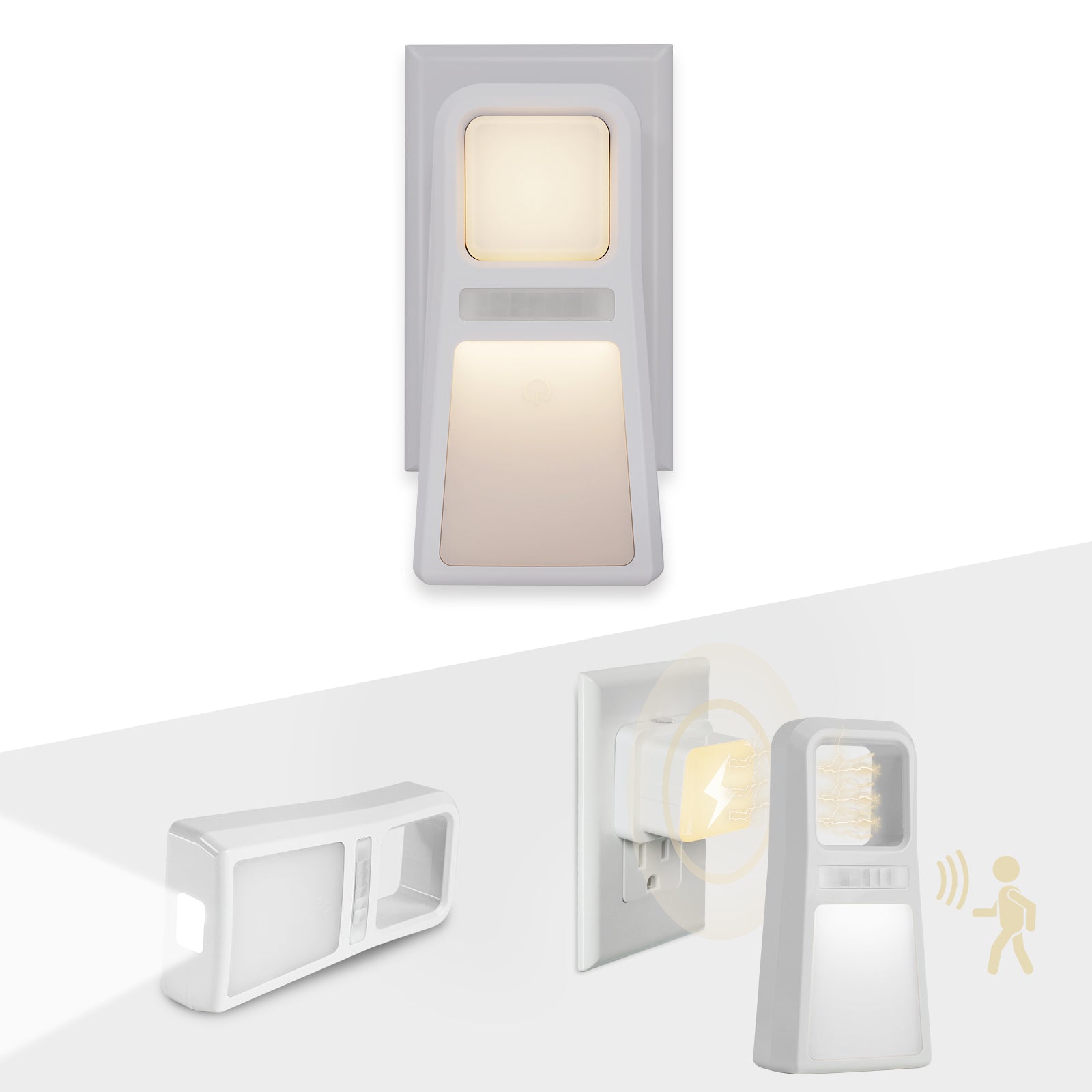 5-in-1 Power Failure Night Lights, Multifunctional Emergency Lights with Inductive Rechargeable (2-Pack)