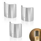 Backlit Night Lights with Light Sensor, Silver Finish (3-Pack)
