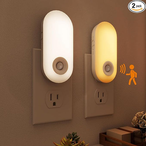 Extra Bright Motion Sensor Plug in LED Night Light with 2 Color Temperatures & 2 Brightness Levels? (2-Pack)
