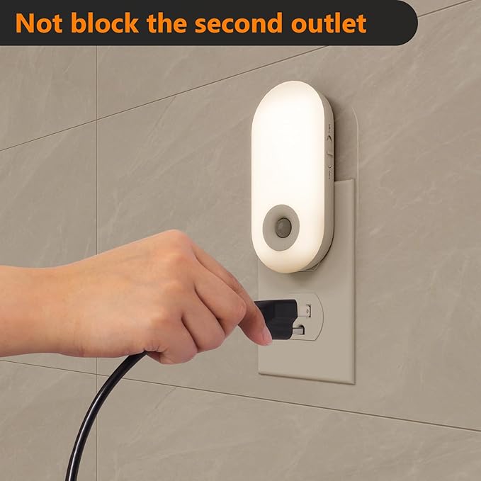 Extra Bright Motion Sensor Plug in LED Night Light with 2 Color Temperatures & 2 Brightness Levels? (2-Pack)