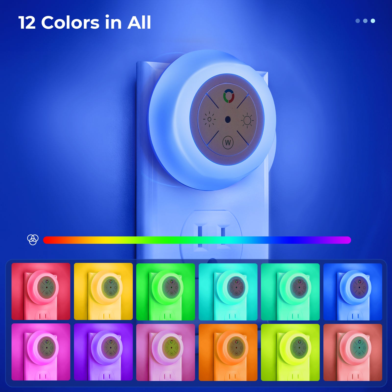 12-Color Changing Plug In LED Night Lights with Light Sensor (4-Pack)
