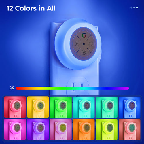 12-Color Changing Plug In LED Night Lights with Light Sensor (4-Pack)