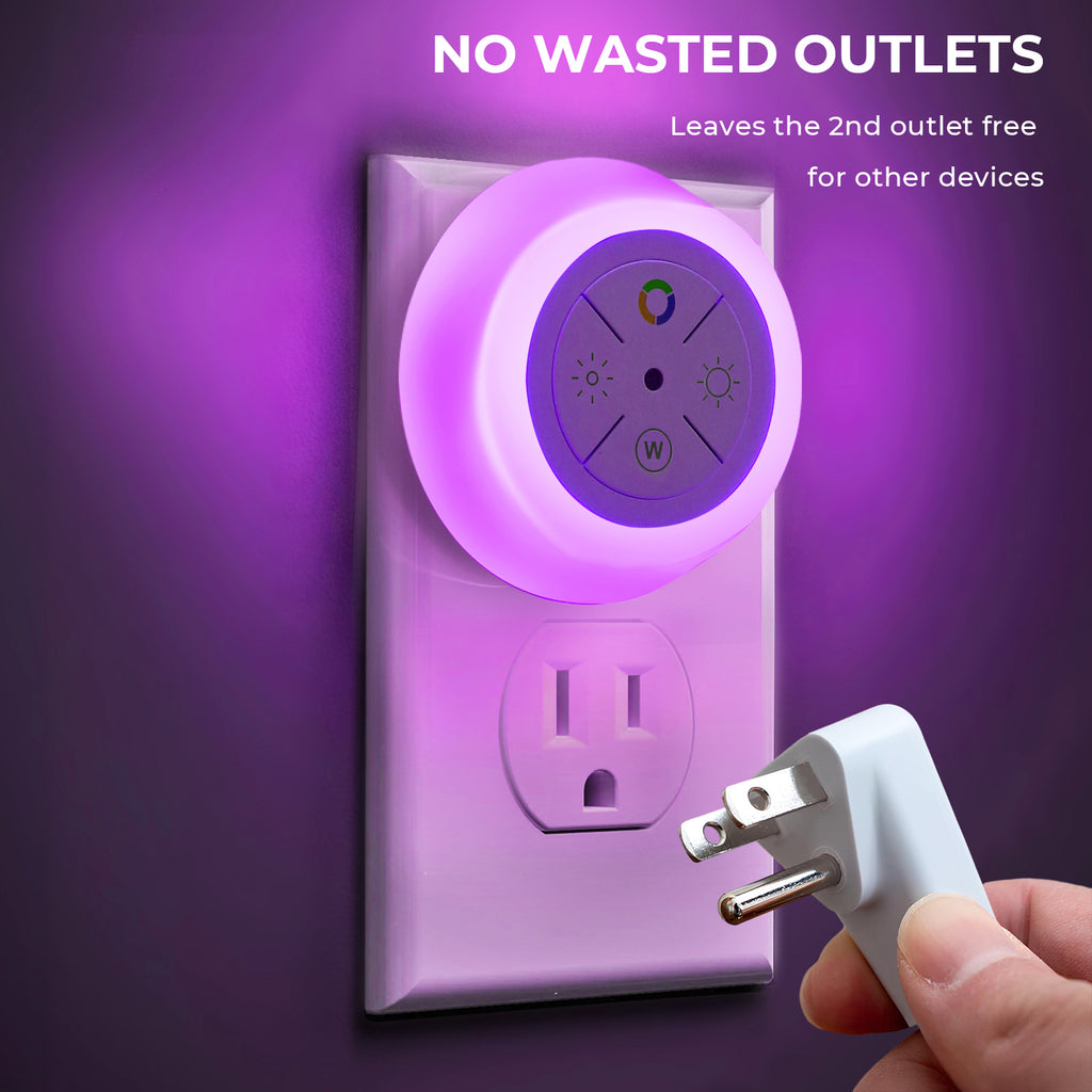 12-Color Changing Plug In LED Night Lights with Light Sensor (4-Pack)