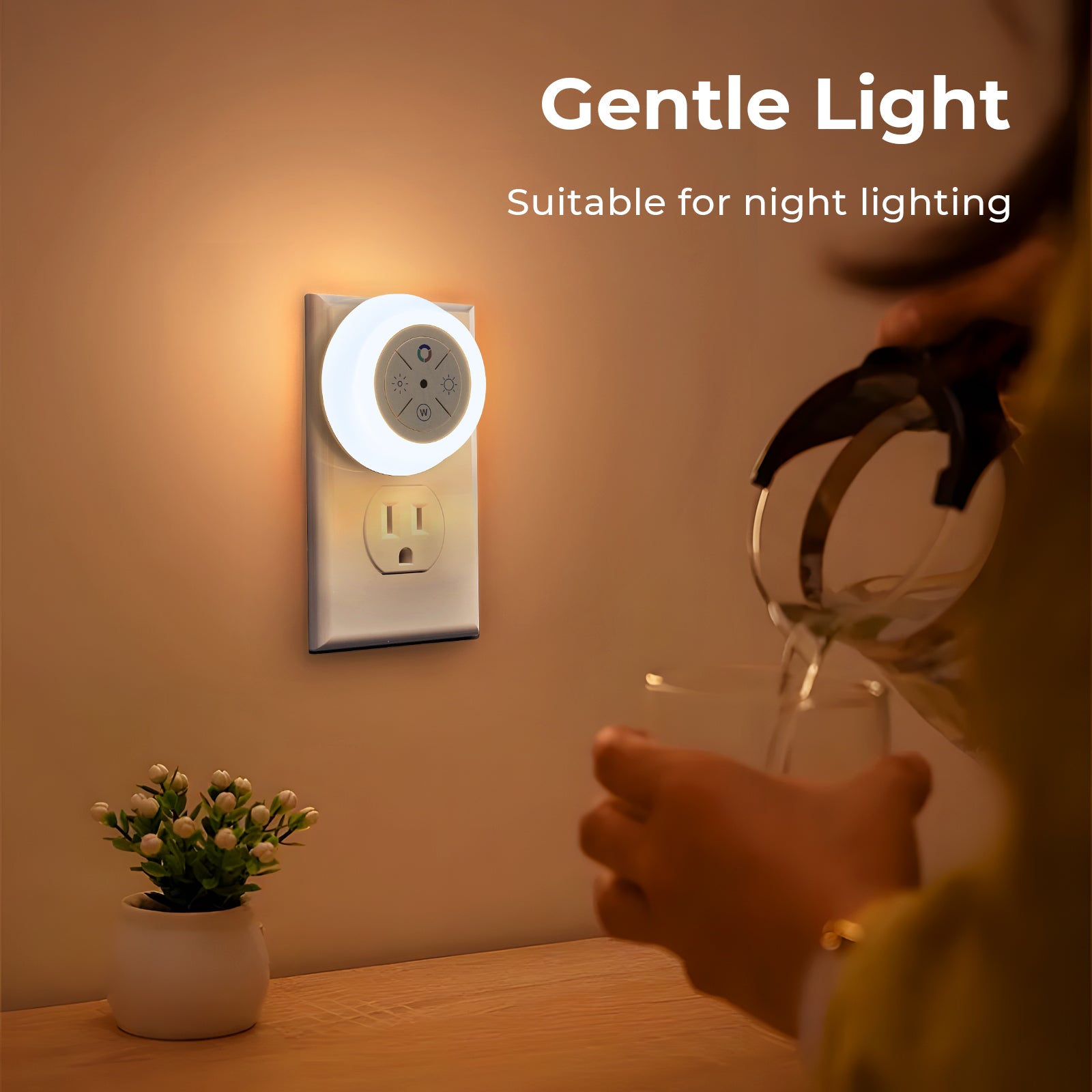 12-Color Changing Plug In LED Night Lights with Light Sensor (2-Pack)