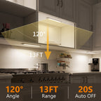12 "  Rechargeable White Integrated LED Under Cabinet Light Motion Sensor, 4000K Dimmable with Remote Control, 3 Packs