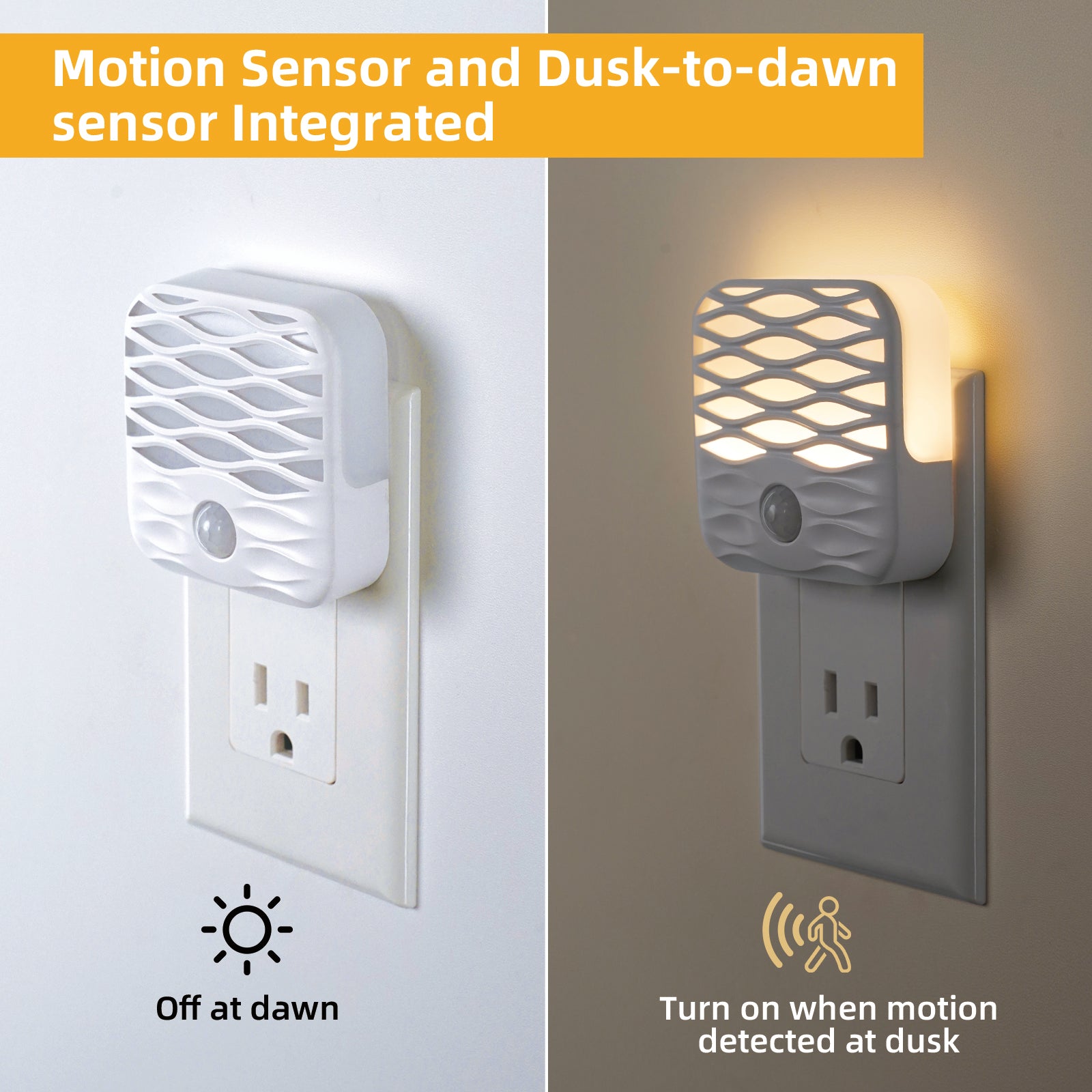 Plug In Integrated LED Night Light with Motion Sensor (3-Pack)