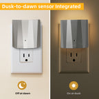 Backlit Night Lights with Light Sensor, Silver Finish (3-Pack)