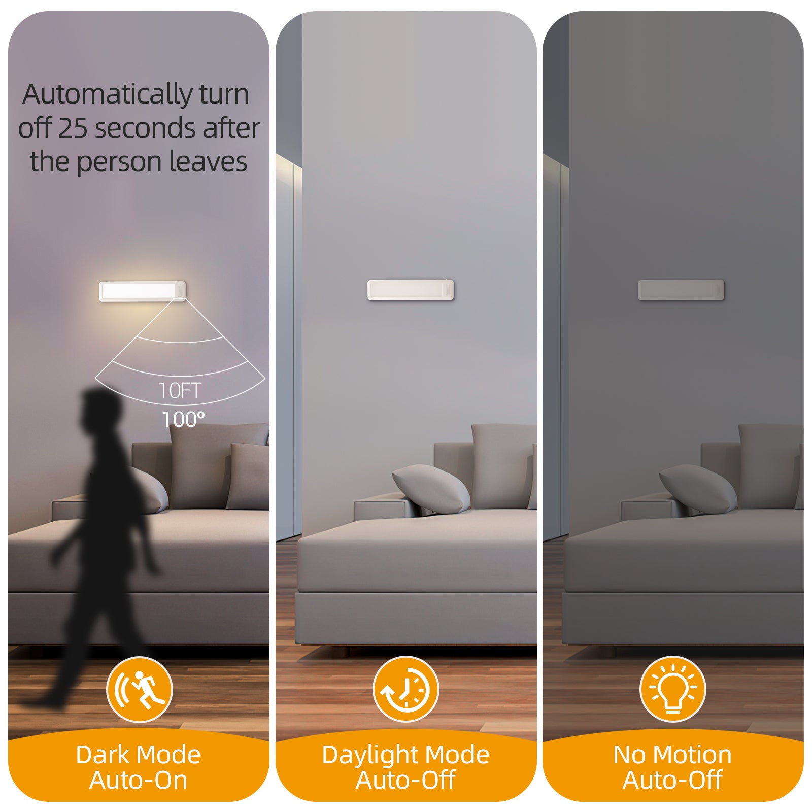 7.8 "  Battery Operated Warm White Integrated LED Under Cabinet Lights with Hook, 2-Pack