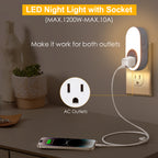 Dusk to Dawn Plug in LED Night Light with Socket, 2 Color Temperatures and 2 Brightness Levels? (4-Pack)
