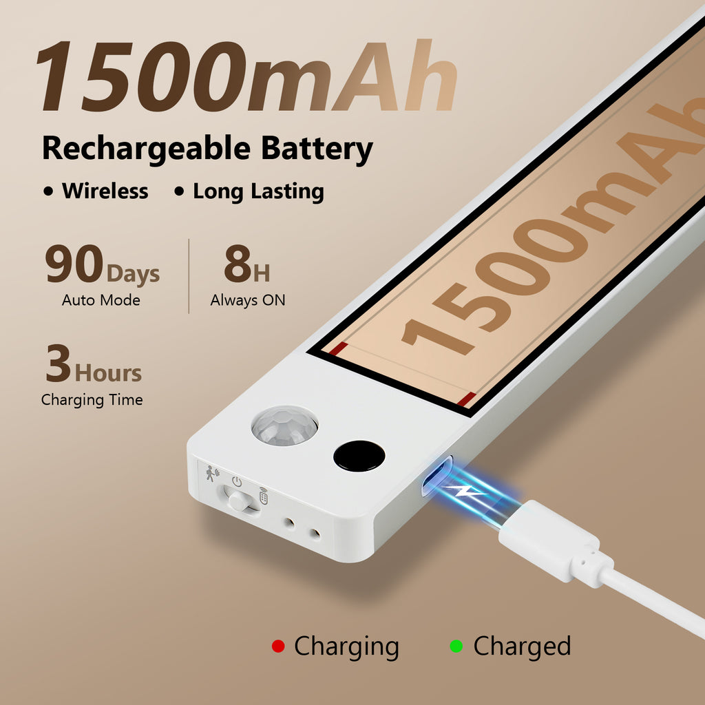 12 "  Rechargeable White Integrated LED Under Cabinet Light Motion Sensor, 4000K Dimmable with Remote Control, 3 Packs