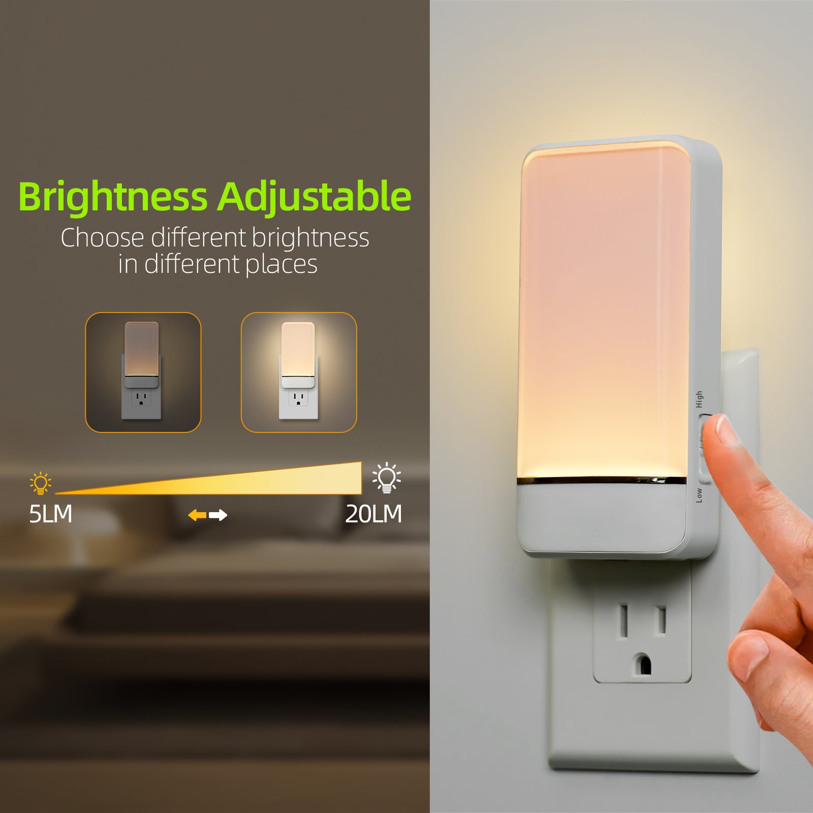 LED Plug in Night Light with Invisible Motion Sensor, 2 Color Temperatures and 2 Brightness Levels? (4-Pack)