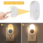 Dusk to Dawn Plug in LED Night Light with Socket, 2 Color Temperatures and 2 Brightness Levels? (4-Pack)