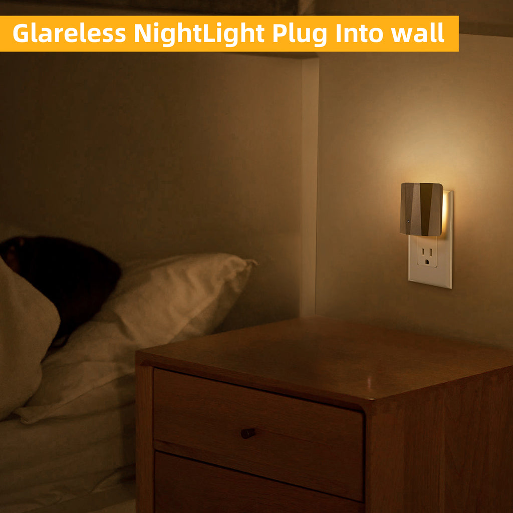 Backlit Night Lights with Light Sensor, Champagne Finish (3-Pack)