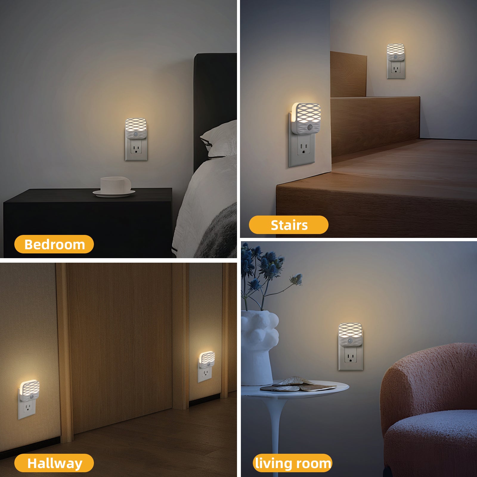 Plug In Integrated LED Night Light with Motion Sensor (3-Pack)