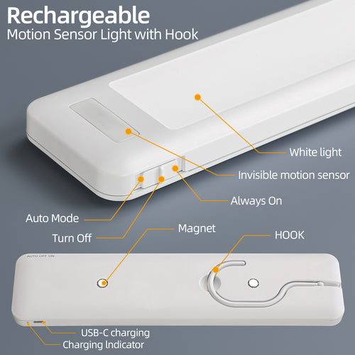7.8 "  Battery Operated Warm White Integrated LED Under Cabinet Lights with Hook, 2-Pack