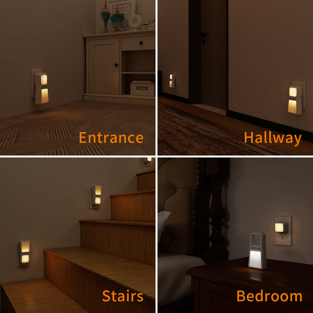 5-in-1 Power Failure Night Lights, Multifunctional Emergency Lights with Inductive Rechargeable (2-Pack)