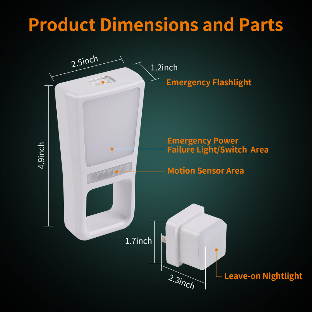 5-in-1 Power Failure Night Lights, Multifunctional Emergency Lights with Inductive Rechargeable (3-Pack)